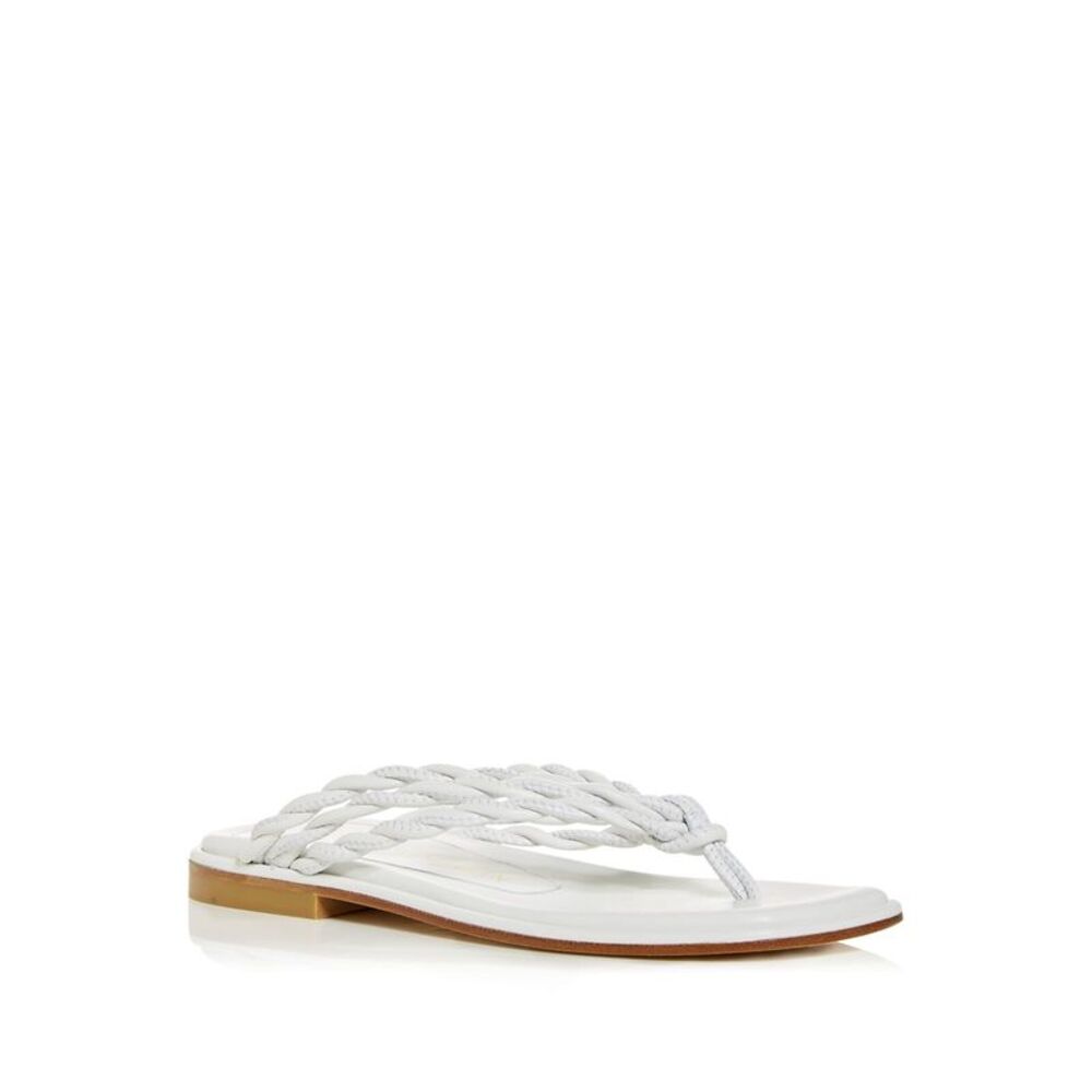 STUART WEITZMAN Womens White 0.5" Heel Calypso Slip On Leather Thong Sandals 6 B